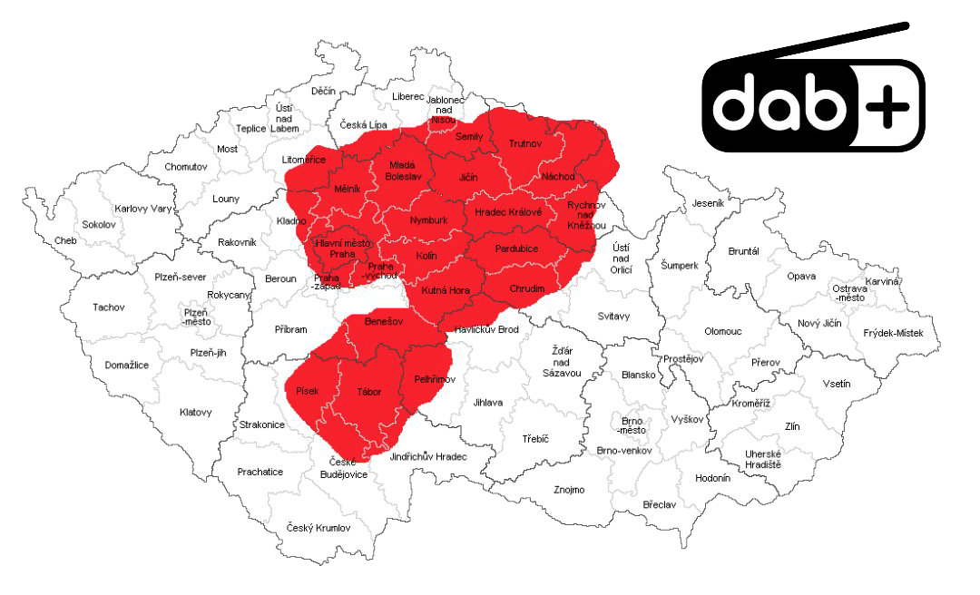 Rádio Energic - mapa pokrytí v DAB+
